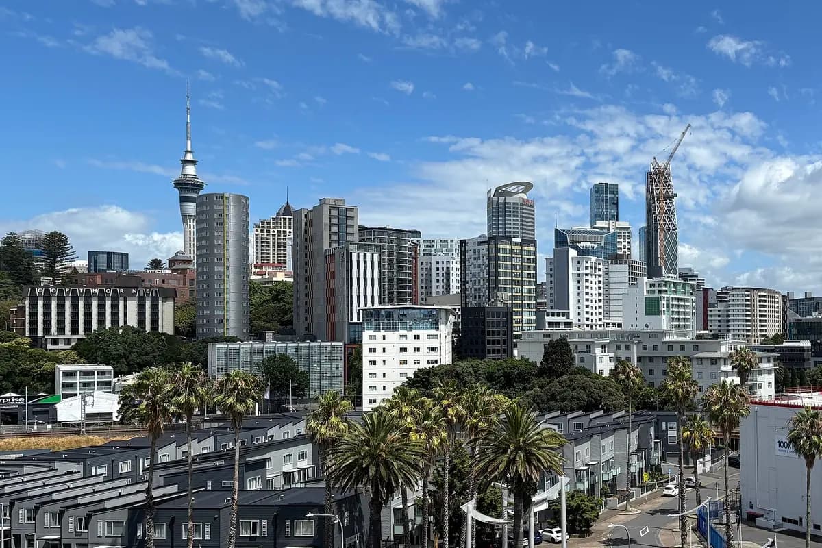 The Auckland skyline with the Sky Tower above the central city.